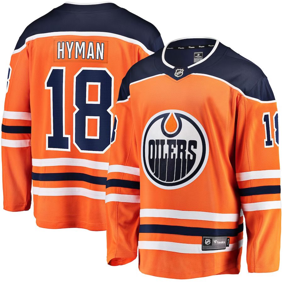 Men Edmonton Oilers #18 Zach Hyman Fanatics Branded Orange Breakaway Player NHL Jersey->edmonton oilers->NHL Jersey